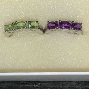 2 sterling silver amethyst and peridot